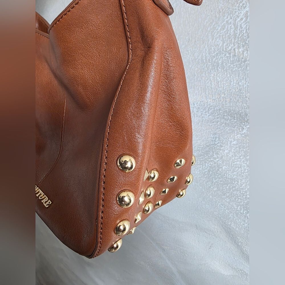 Vintage Juicy Couture Leather Tan Gold Side Studded Hobo Shoulder Handbag Purse - Picture 7 of 16